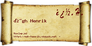 Ágh Henrik névjegykártya